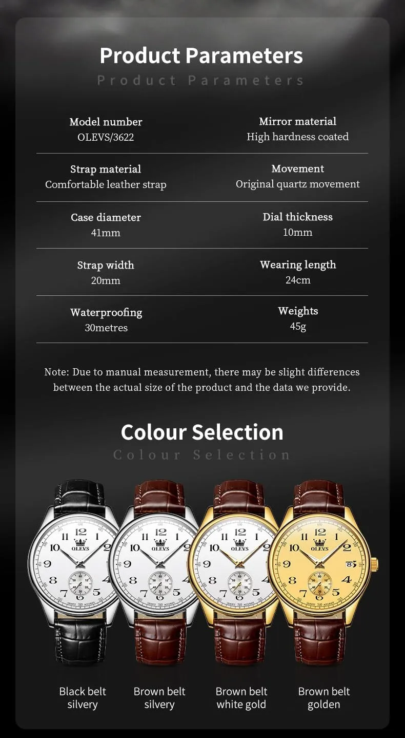 Reader Arabic Numerals Analog Quartz Waterproof Date and restaurant organization graphic battle Day Blue/Black/White Large Face Men's Wrist Watches OLEVS Mens Watches with Leather Band Dress Vintage Classic Easy 