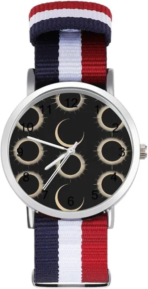 Reader Work Casual Watch Magnificent Solar irregularly score Eclipse Pattern Nylon Braided Strap Outdoor Sport Business Wrist Watches Easy 