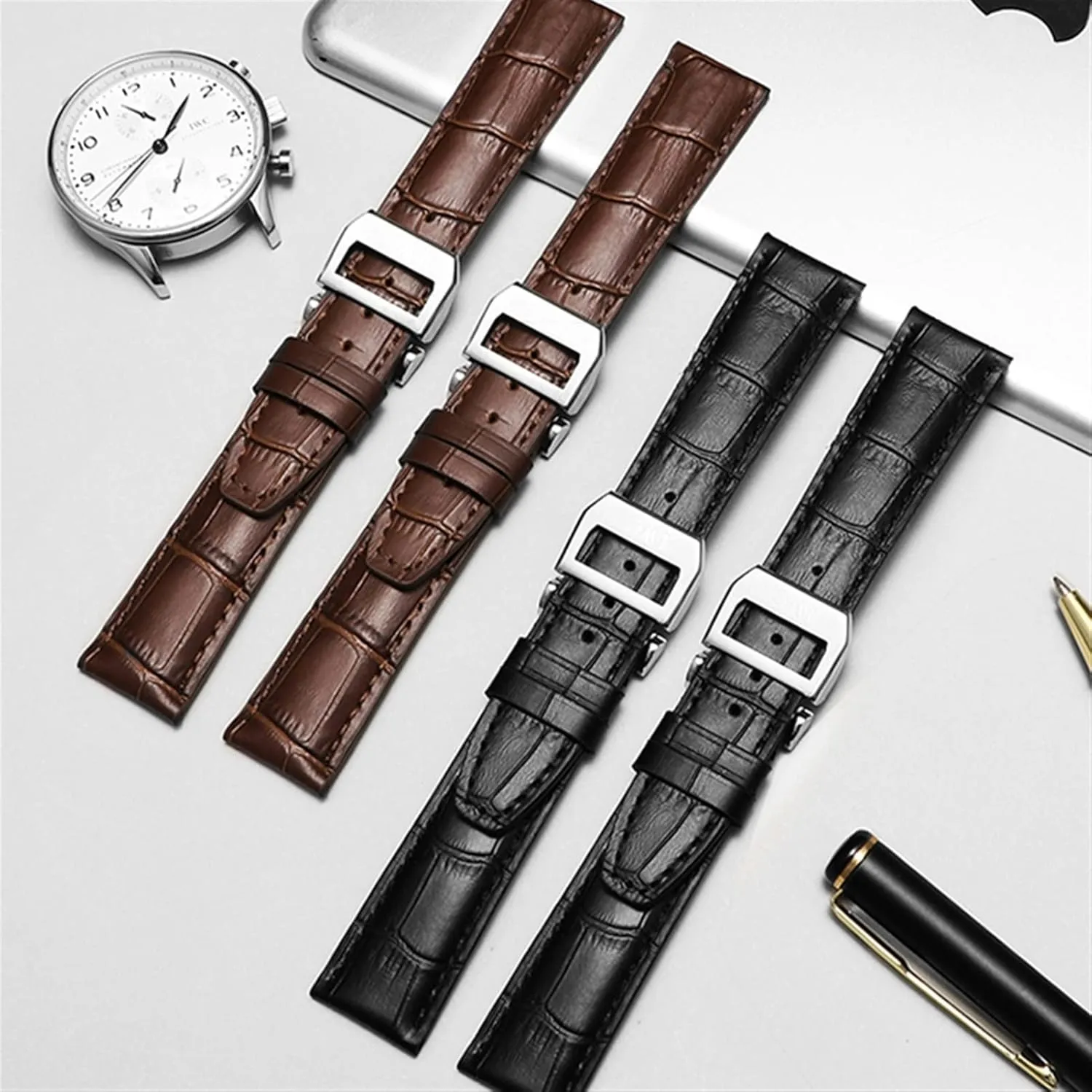 Real Leather Watch whenever Band Watch Belt Chain Watch Bracelet For IWC PILOT WATCHES PORTOFINO PORTUGIESER Men Strap Watch Accessorie 