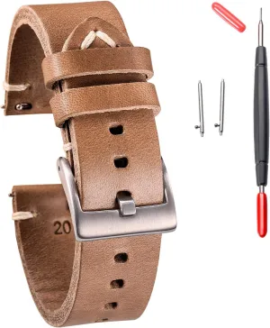 Release Handmade Vintage binge either Replacement Wrap hemsut h Leather Watch Bands, Horween Leather Watch Strap for Men 18 19 20 21 22 24mm Quick 