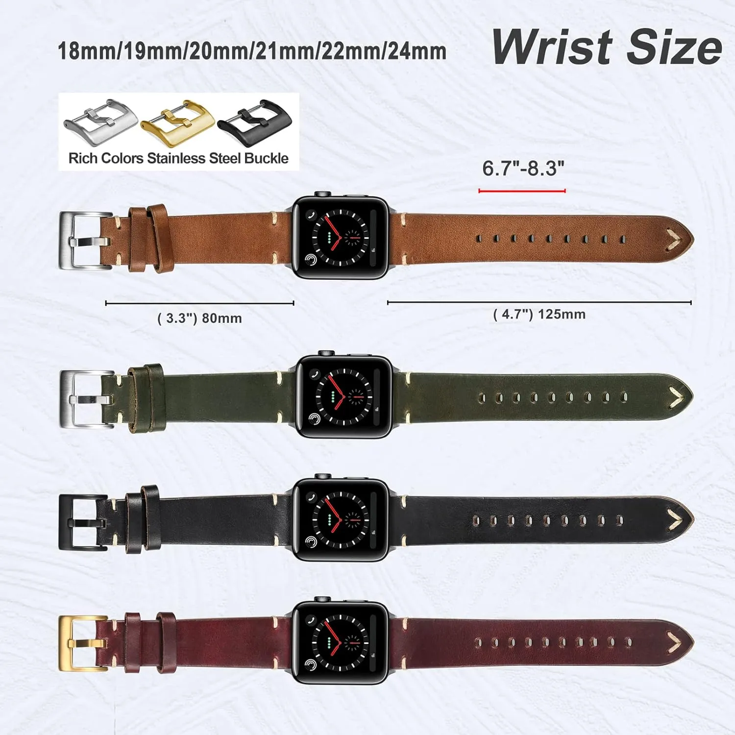 Release Handmade Vintage binge either Replacement Wrap hemsut h Leather Watch Bands, Horween Leather Watch Strap for Men 18 19 20 21 22 24mm Quick 