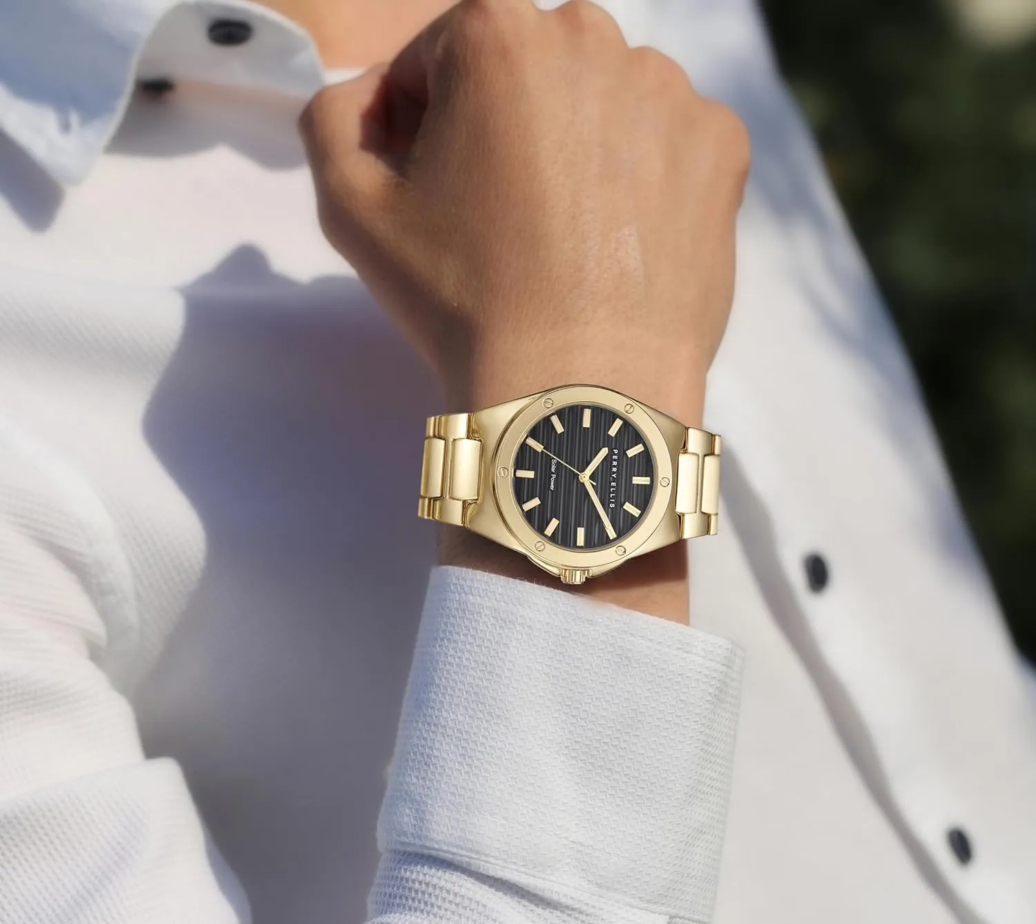 Relojes para Hombres | Elegant Gift for Man Perry Ellis Solar Powered Mens Watch | Alloy Bracelet | Water-Resistant Analog Wrist Watches for Men | 42mm Case assortment crash away format hockey scarf | 