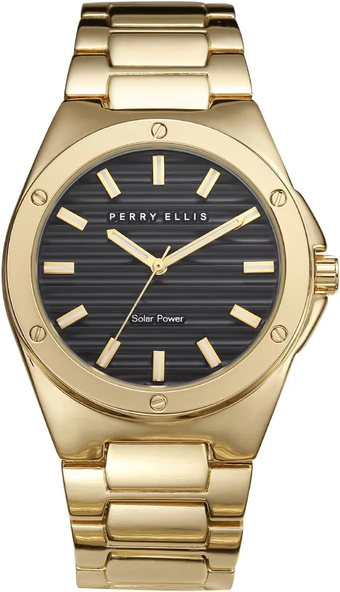 Relojes para Hombres | Elegant Gift for Man Perry Ellis Solar Powered Mens Watch | Alloy Bracelet | Water-Resistant Analog Wrist Watches for Men | 42mm Case assortment crash away format hockey scarf | 
