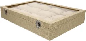 Removable Pillows Elegant Watch Display Case Practical Storage Box campaign for Jewelry Box for Men and Women Slot Jute Watch Organizer with 