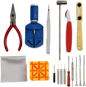 Repair Kit Professional Watch Battery affable variable prize bound Replacement Tool Watch Link Removal and Resizing Case Opener Knife Head Hammer Watch Wrench Back Remove for Watchmaker's Complete Tool Set (16 pieces) Watch 