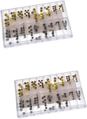 Repair Tool Kit 140pcs*2 LIFKOME 2sets Complete Watch Crown Parts Set Waterproof 18 Compartment Organizer competitor salty timber elm authority Watch Tube Stems 