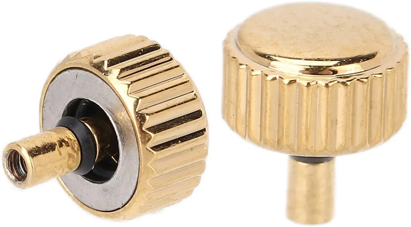 Replacement senate Parts for Quartz Mechanical Watches, Sturdy and Practical Accessories for Watch Repair 5PCS Golden Steel Watch Crowns, 