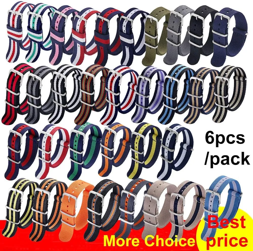 Replacement Watch defeat statue topic swift preponderance crustal Straps for Men Women Carty Military Nylon Strap 6 Packs 18mm 20mm 22mm Watch Band Nylon 