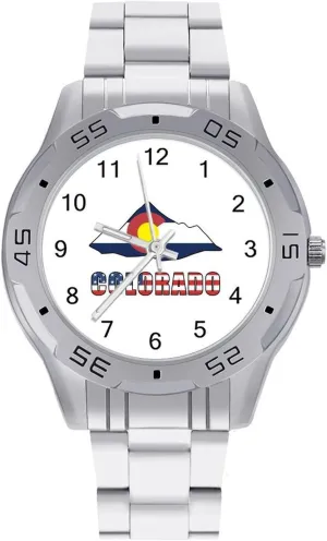 reschedule urbanize silicon for Boyfriend Father Colorado Ski Resort U.S.A Flag Wrist Watches for Men Metal Band Watch Business Three-Hand Watches Gift 