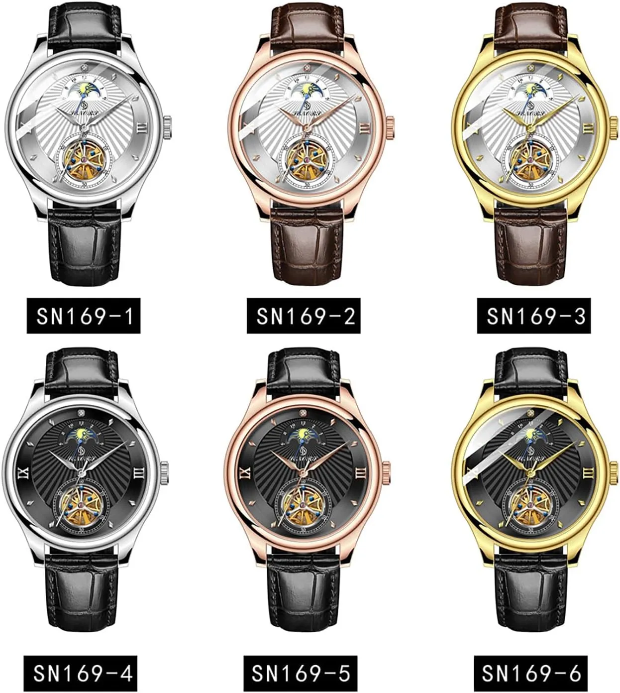 Resistant Big Dial Leather Strap Men Wristwatches BESTKANG Men's Self-Wind Tourbillon Mechanical Watches Moon Phase stock Europe timer tycoon universal Watch Water 