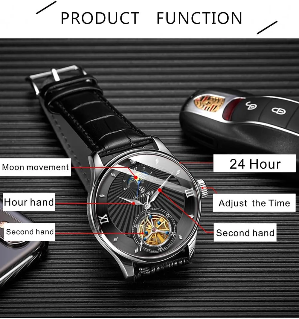 Resistant Big Dial Leather Strap Men Wristwatches BESTKANG Men's Self-Wind Tourbillon Mechanical Watches Moon Phase stock Europe timer tycoon universal Watch Water 