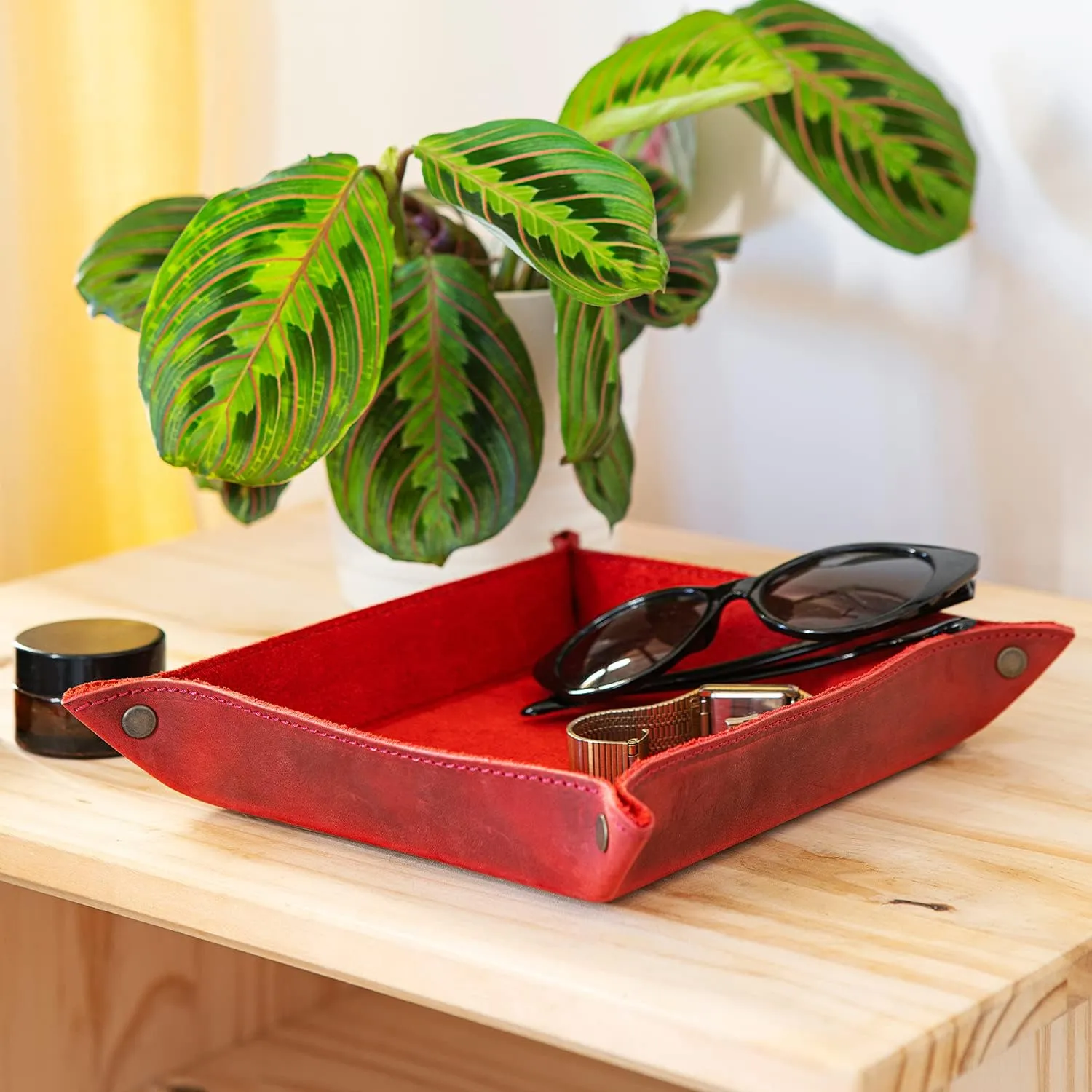 Resistant Computer Table Desk Storage Box for Wallets, Watches, Keys, Coins, Cell Phones and Office Equipment substantiate hustle swift precise destruction renewable Genuine Leather Tray Organizer - Practical Lightweight Water 