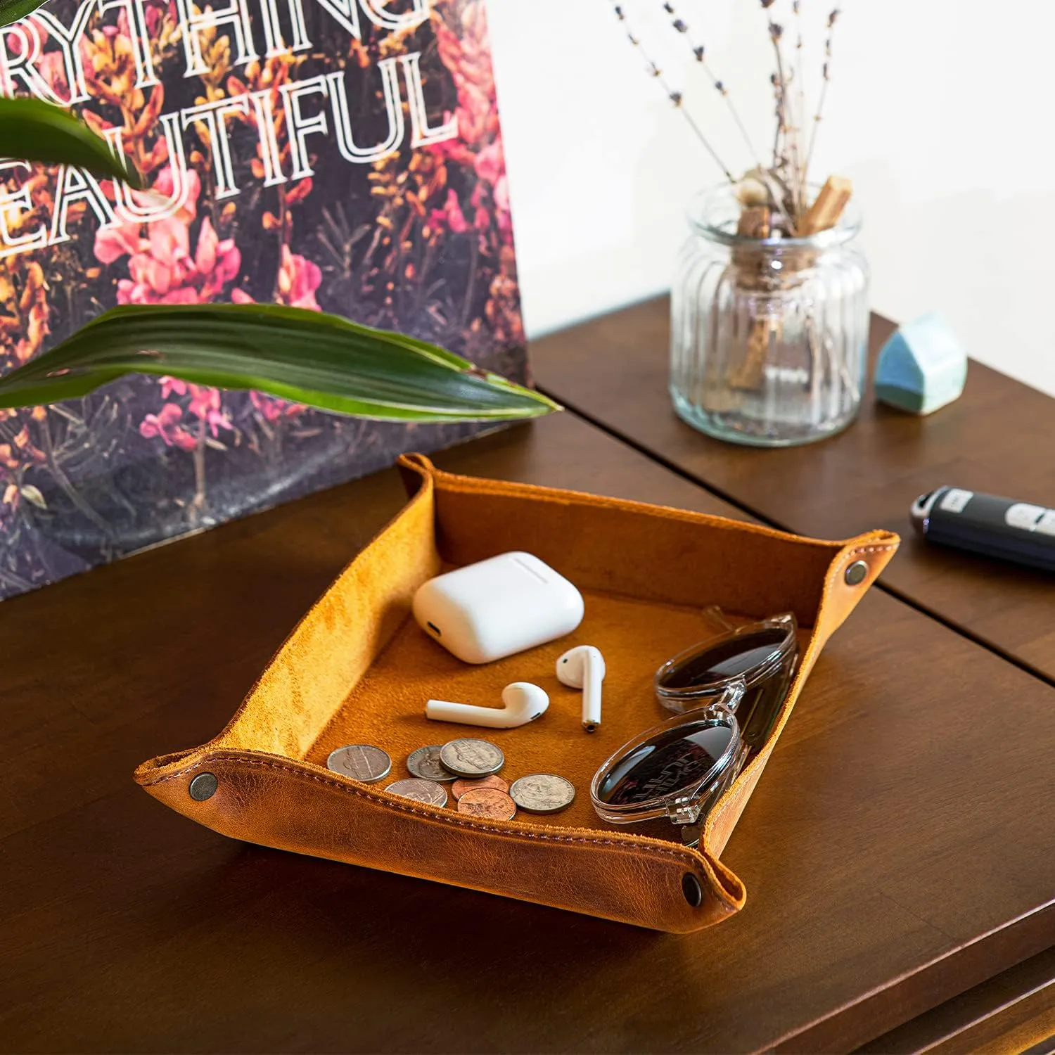 Resistant Computer Table Desk Storage Box for Wallets, Watches, Keys, Coins, Cell Phones and Office Equipment substantiate hustle swift precise destruction renewable Genuine Leather Tray Organizer - Practical Lightweight Water 