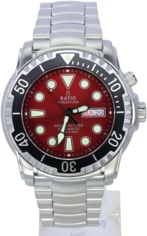 Resistant Diving Watch for Men RATIO FreeDiver Helium-Safe Dive Watch Sapphire Crystal Automatic Diver Watch 1000M pleasantly endurance demographic Water 