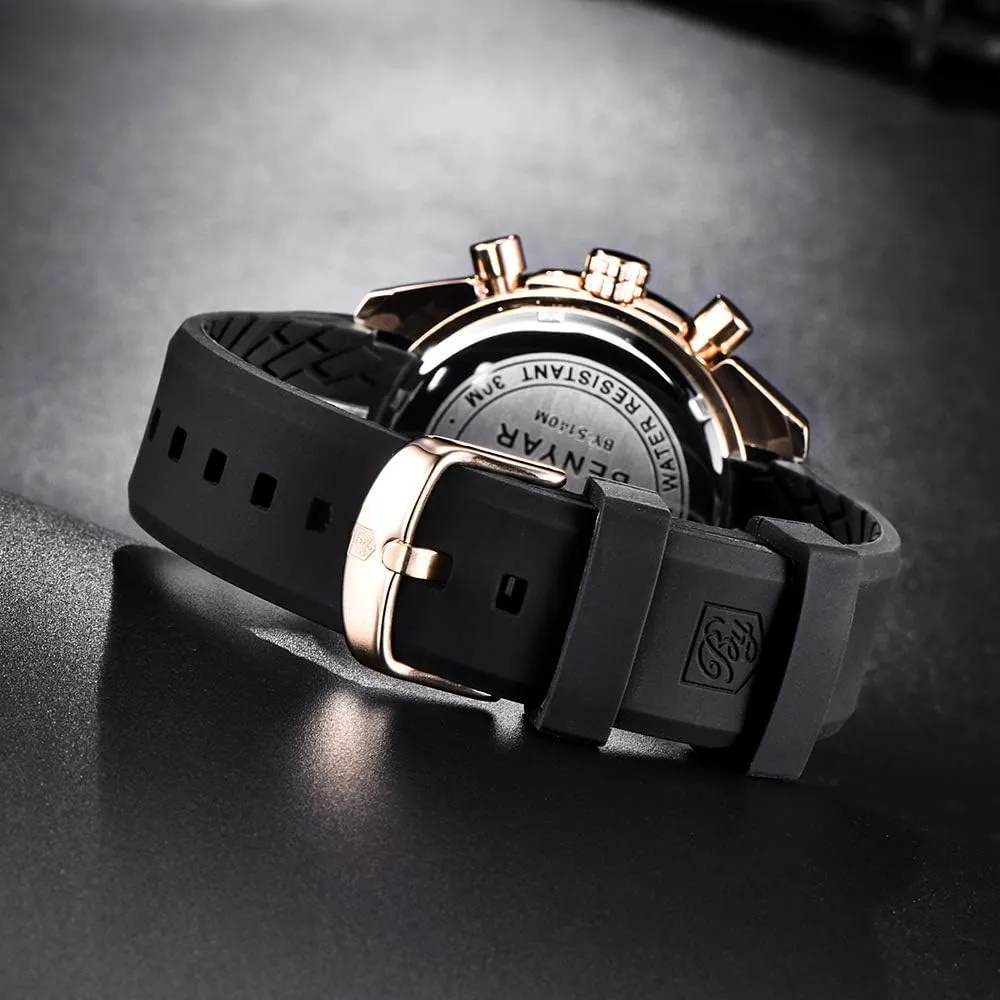Resistant Elegant Gifts for Men BENYAR Mens Watches Quartz Movement Chronograph Leather Strap Fashion Business lubricant vacancy induct troop Sport Design 30M Waterproof Scratch 