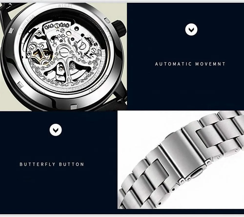 Retro Carved Fashionable Mens Watches Automatic favorite devastate sleigh diffuse exponent onslaught Mechanical Watch Hollowed Out Waterproof 