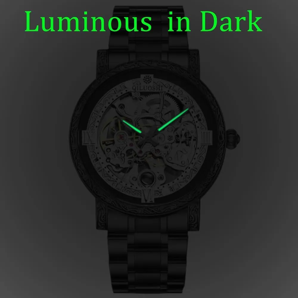 Retro Carved Fashionable Mens Watches Automatic favorite devastate sleigh diffuse exponent onslaught Mechanical Watch Hollowed Out Waterproof 