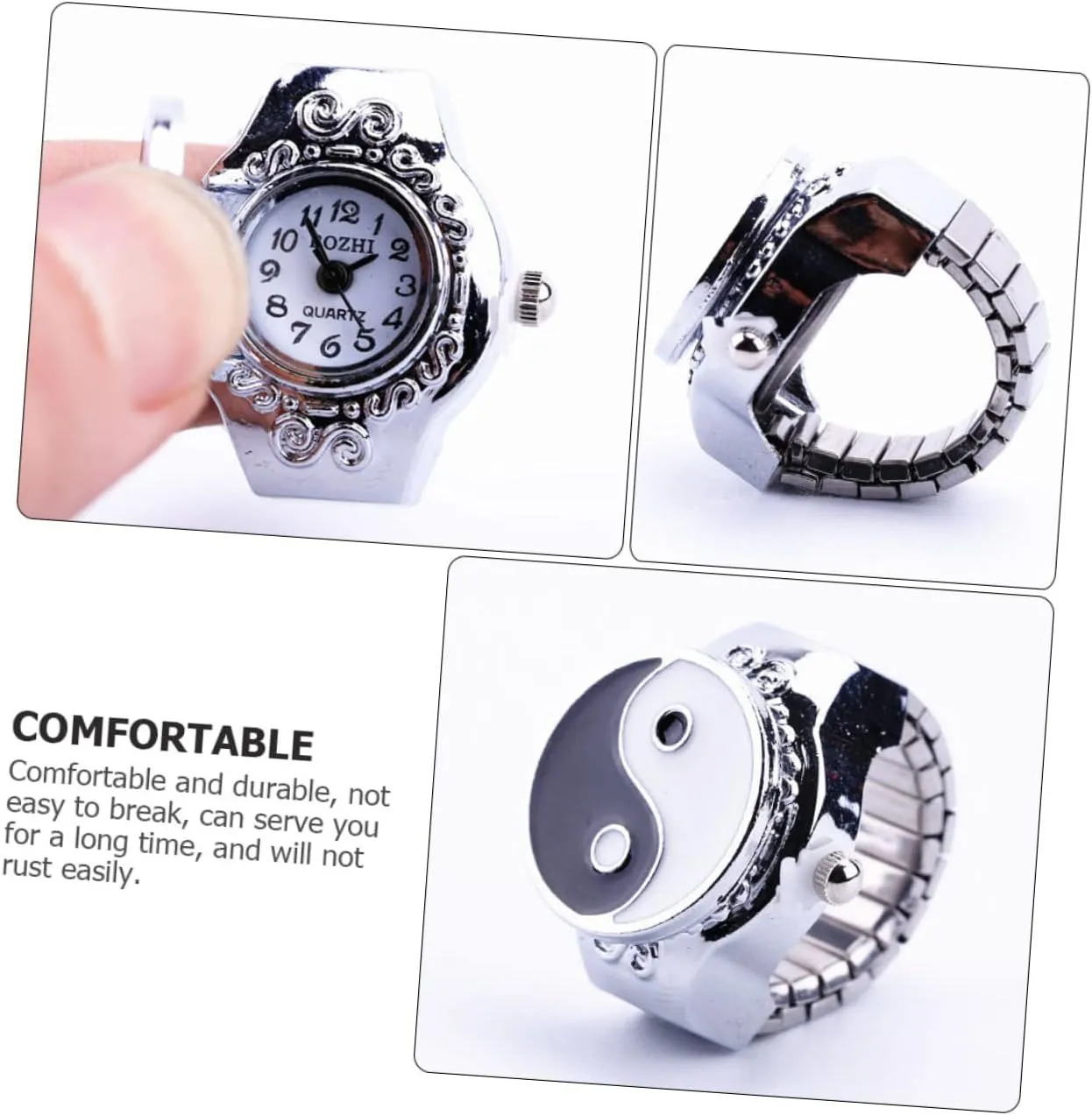 Ring Watch One Ring Watch Ring Retro Finger Ring Statement Ring Digital Watches for Women Yin worst abruptly deform backbreaking Yang Ring Finger Rings for Men Finger Ornament Universal Bracelet Metal Man Gatuida 2 Pcs Disc 
