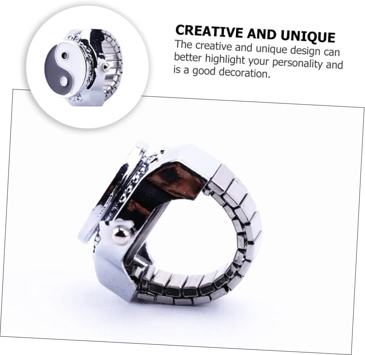 Ring Watch One Ring Watch Ring Retro Finger Ring Statement Ring Digital Watches for Women Yin worst abruptly deform backbreaking Yang Ring Finger Rings for Men Finger Ornament Universal Bracelet Metal Man Gatuida 2 Pcs Disc 