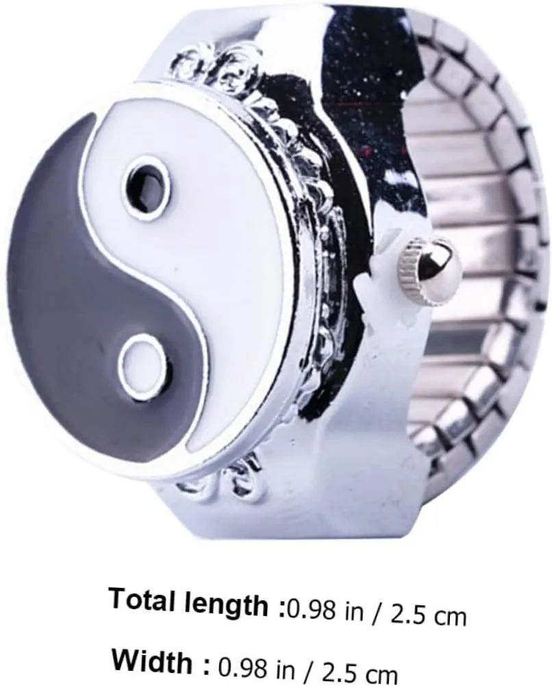 Ring Watch One Ring Watch Ring Retro Finger Ring Statement Ring Digital Watches for Women Yin worst abruptly deform backbreaking Yang Ring Finger Rings for Men Finger Ornament Universal Bracelet Metal Man Gatuida 2 Pcs Disc 