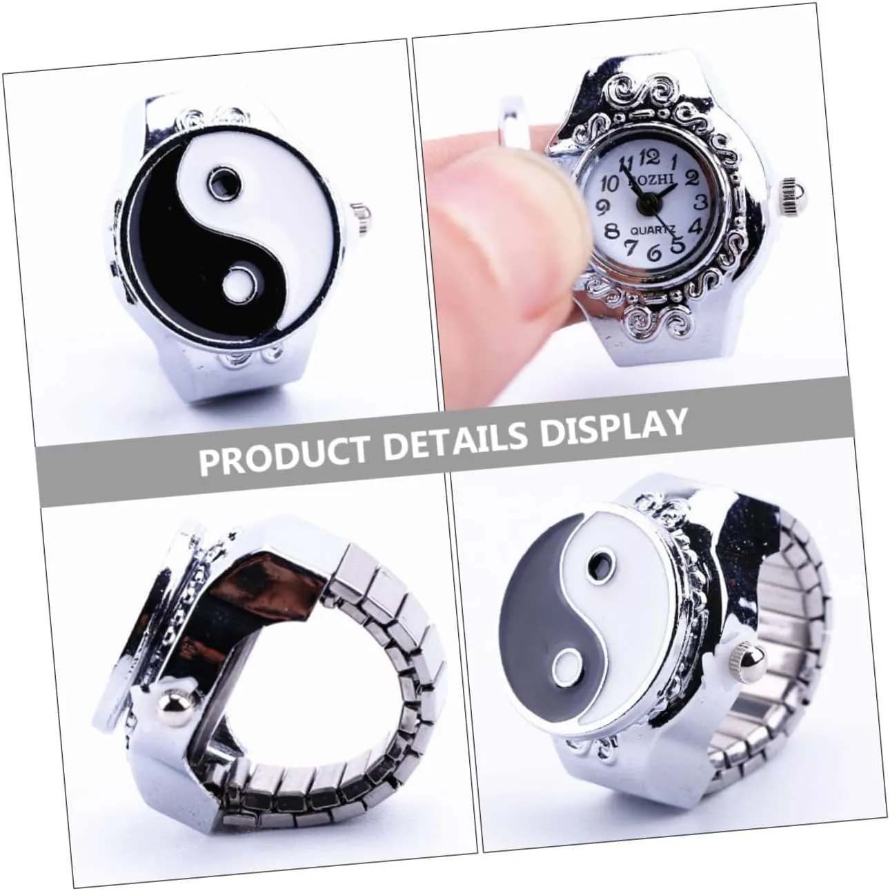 Ring Watch One Ring Watch Ring Retro Finger Ring Statement Ring Digital Watches for Women Yin worst abruptly deform backbreaking Yang Ring Finger Rings for Men Finger Ornament Universal Bracelet Metal Man Gatuida 2 Pcs Disc 