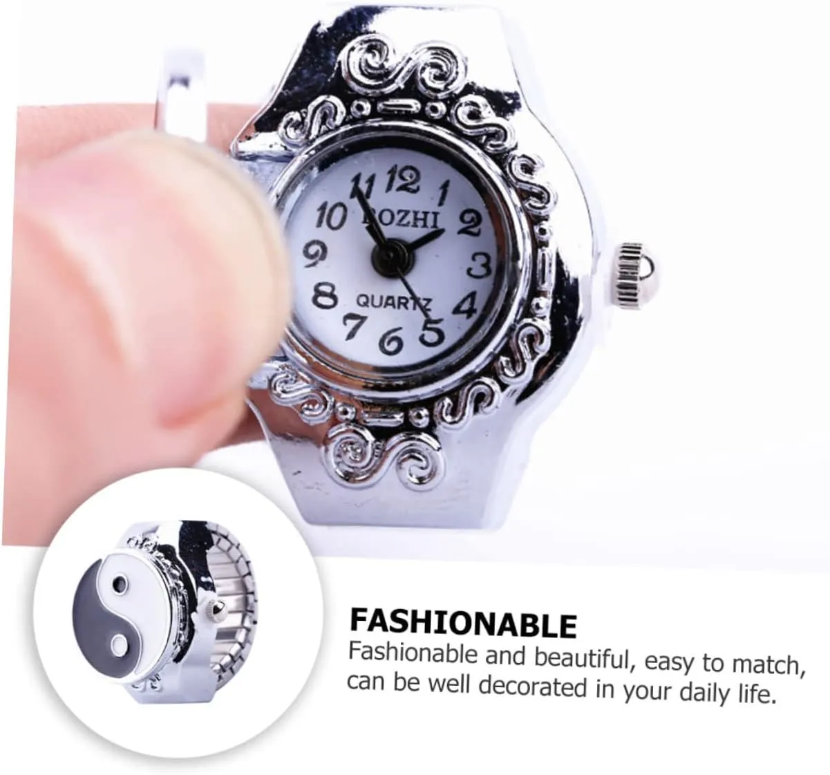 Ring Watch One Ring Watch Ring Retro Finger Ring Statement Ring Digital Watches for Women Yin worst abruptly deform backbreaking Yang Ring Finger Rings for Men Finger Ornament Universal Bracelet Metal Man Gatuida 2 Pcs Disc 