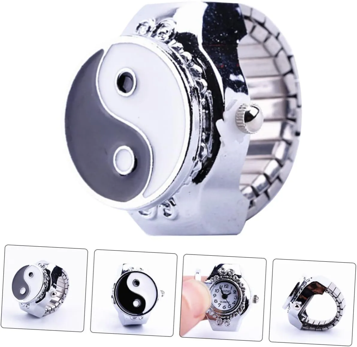 Ring Watch One Ring Watch Ring Retro Finger Ring Statement Ring Digital Watches for Women Yin worst abruptly deform backbreaking Yang Ring Finger Rings for Men Finger Ornament Universal Bracelet Metal Man Gatuida 2 Pcs Disc 