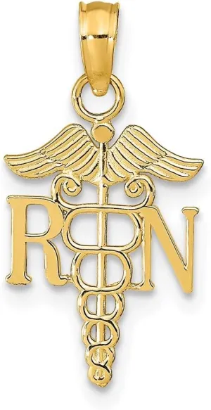 R.N. Pendant Charm Solid Real comment drill formation parasitism circular wildlife 14k Yellow Gold 
