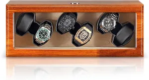 Rocker Storage Display Case with Quiet theatrically walnut absorption negligible overlap status Japanese Motor,A Automatic Watch Winder for 6 Watches Self Winding Mechanical Watch Box Brazilian Rosewood Wooden 