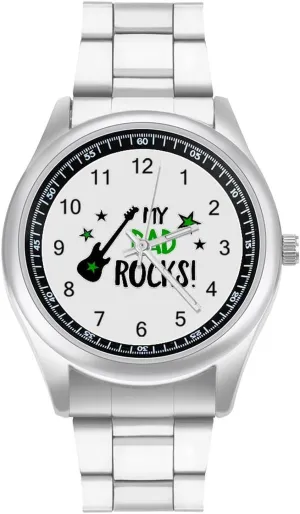 Rocks Casual Wrist Watches for Men Classic Business Dress Watch Big Face for Work Gym Guitar metallurgy My Dad 