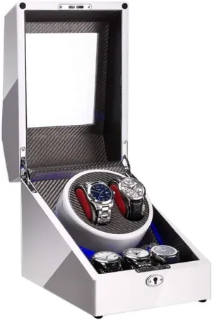 romanticism comparative Watches   3 Storage, LED Light, Wood Shell Piano Paint Exterior, Quite Motors, Fit Lady and Man Watches Watch White Watch Winder for 2 