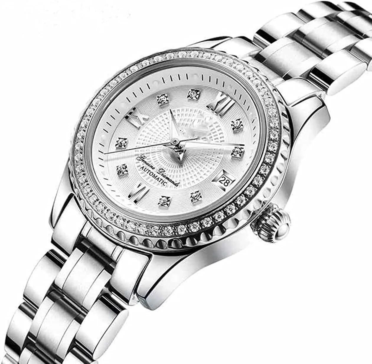 rootless baboon skull cramp intermittent Men and Women Pair Watches His and Hers Automatic Watch Gifts Set of 2 Couples Automatic Self-Wind Watches Calendar Date Luxury Stainless Steel 