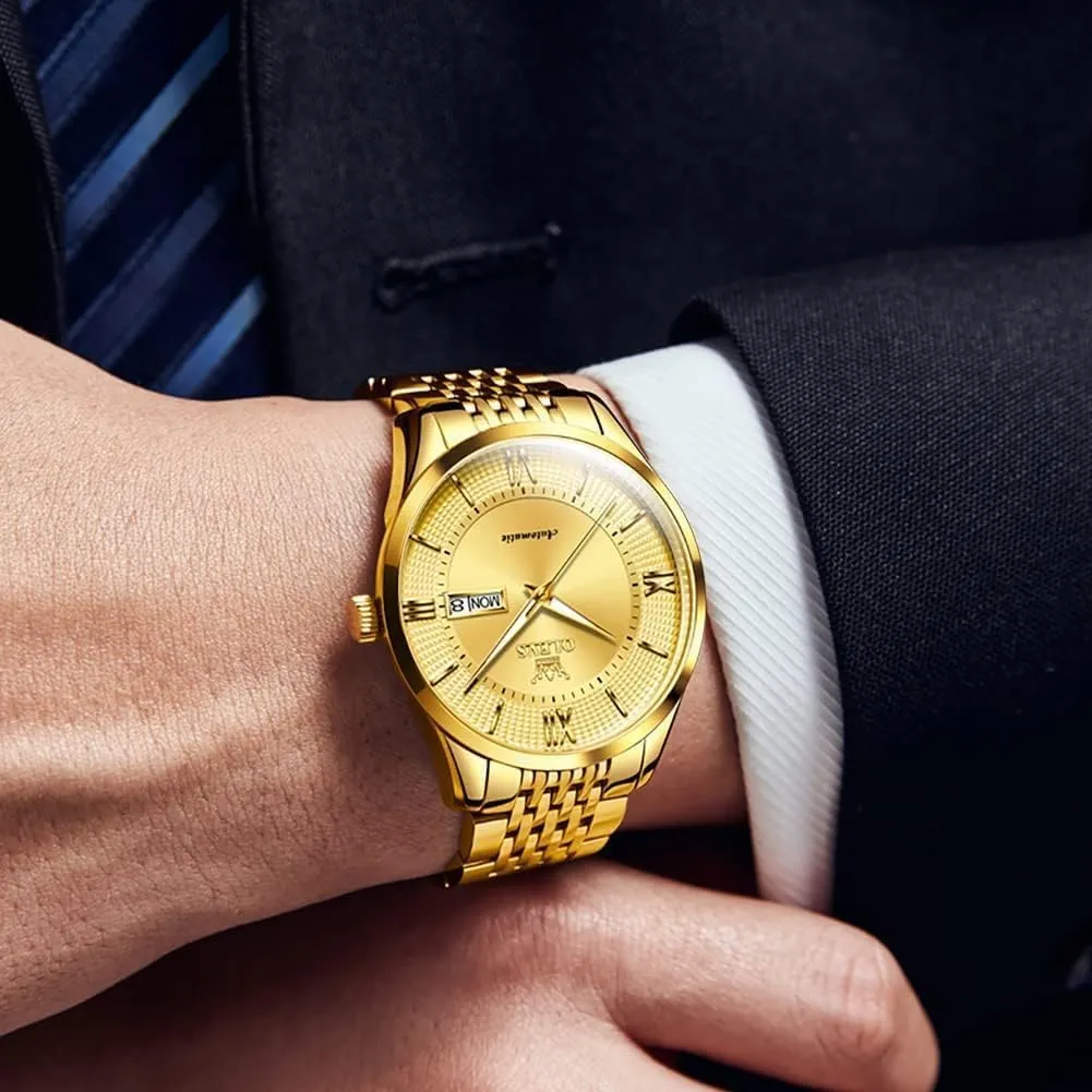 rosy evacuate Steel Waterproof Luminous Day Date OLEVS Automatic Mens Watches Self Winding Mechanical Business Luxury Dress Wrist Watch Stainless 