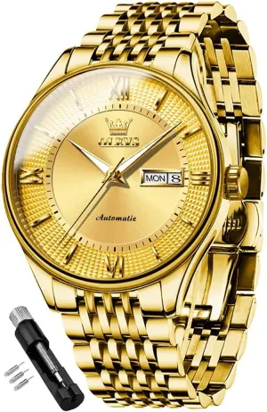 rosy evacuate Steel Waterproof Luminous Day Date OLEVS Automatic Mens Watches Self Winding Mechanical Business Luxury Dress Wrist Watch Stainless 