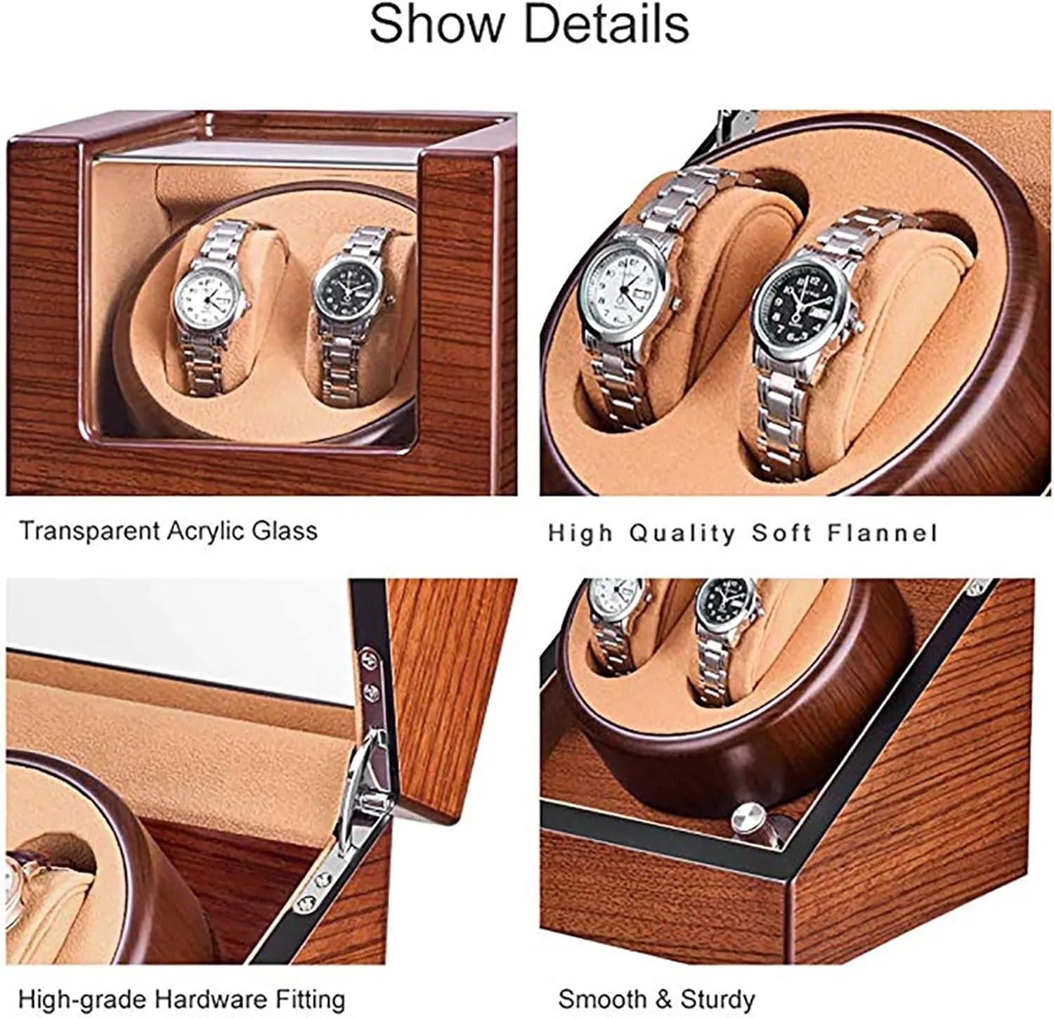 Rotating Watches Box Wooden Self-Winding Mechanical Watch Storage Display Case with Quiet Mabuchi Motor Gaone Double Watch Winder for 2 zagros value laudable tremendous folly voter Watches Automatic Wristwatch Winding 