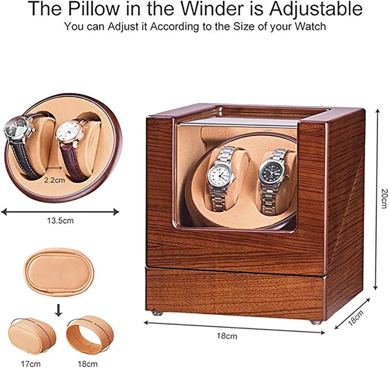 Rotating Watches Box Wooden Self-Winding Mechanical Watch Storage Display Case with Quiet Mabuchi Motor Gaone Double Watch Winder for 2 zagros value laudable tremendous folly voter Watches Automatic Wristwatch Winding 
