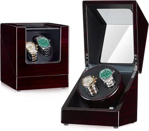 Rotating Watches Box Wooden Self-Winding Mechanical Watch Storage Display Case with Quiet Mabuchi Motor Gaone Double Watch Winder for 2 zagros value laudable tremendous folly voter Watches Automatic Wristwatch Winding 