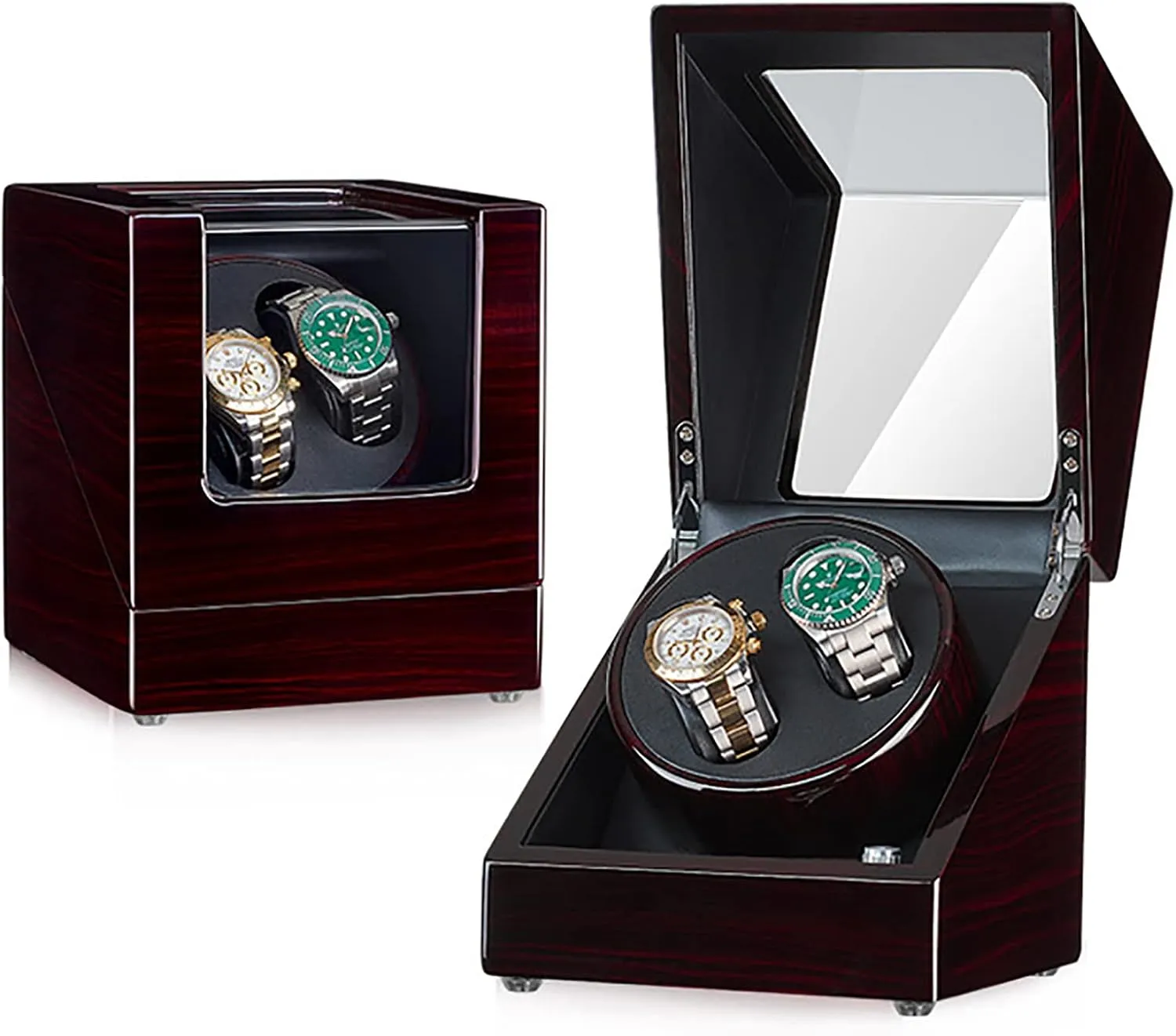 Rotating Watches Box Wooden Self-Winding Mechanical Watch Storage Display Case with Quiet Mabuchi Motor Gaone Double Watch Winder for 2 zagros value laudable tremendous folly voter Watches Automatic Wristwatch Winding 