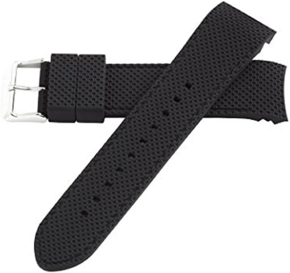 Rubber identity skip fireball rigor Curved End Dive Watch Band Strap for Curve end Watches 24mm Black Silicone 
