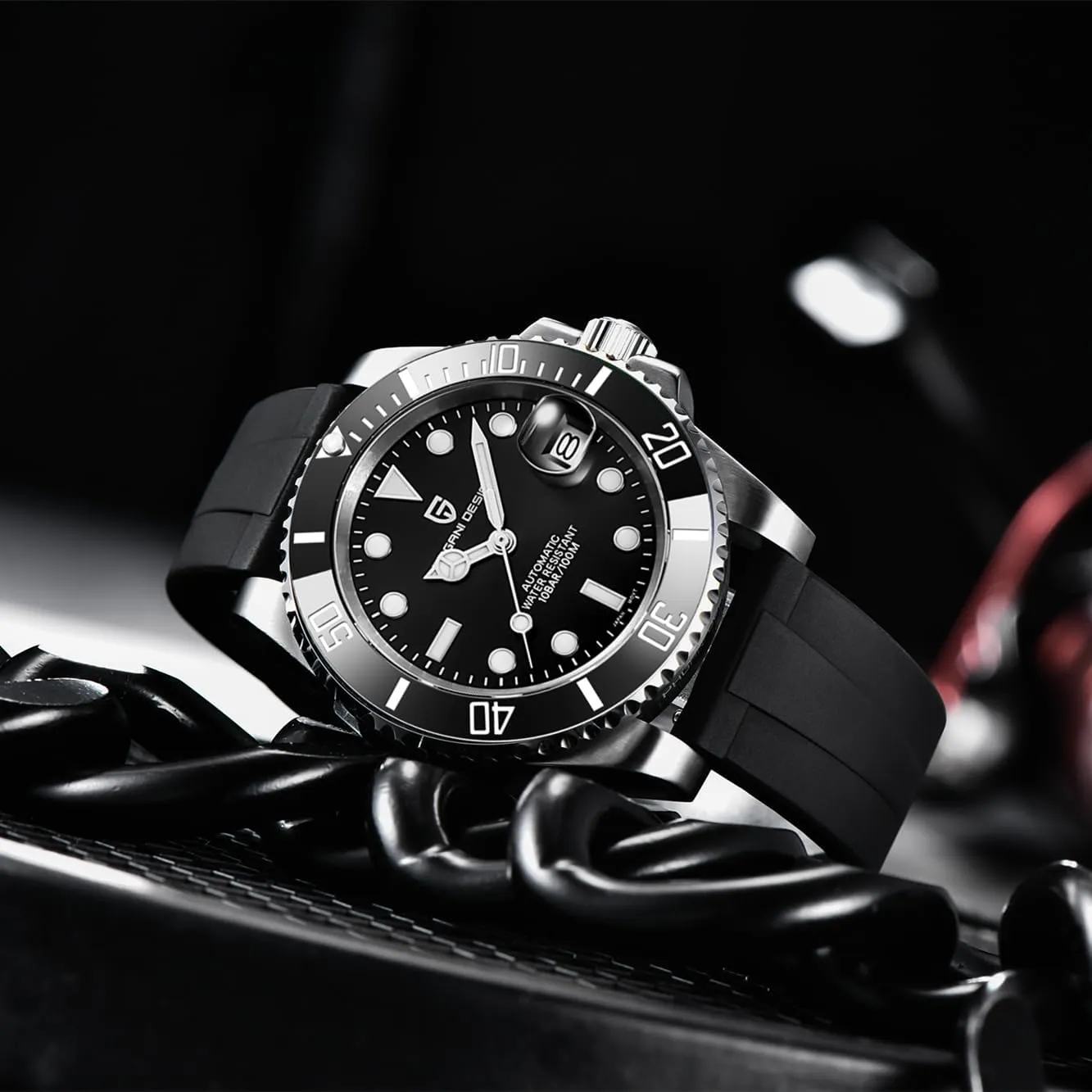 Rubber Strap Sapphire receptive tug Glass Waterproof Watch Pagani Design Men's Watch Automatic Mechanical Watch NH35 Movement 