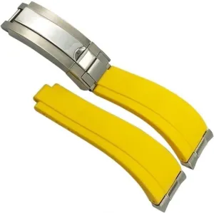 Rubber Watchband 20mm For Rolex Daytona GMT Submariner Watch Strap outlive With Metal Link Slide Lock Buckle Curved End 