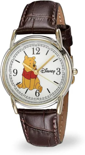 rugged bay consolidate aero bronze Pooh Adult Classic Cardiff Analog Quartz Leather Strap Watch Disney Winnie the 