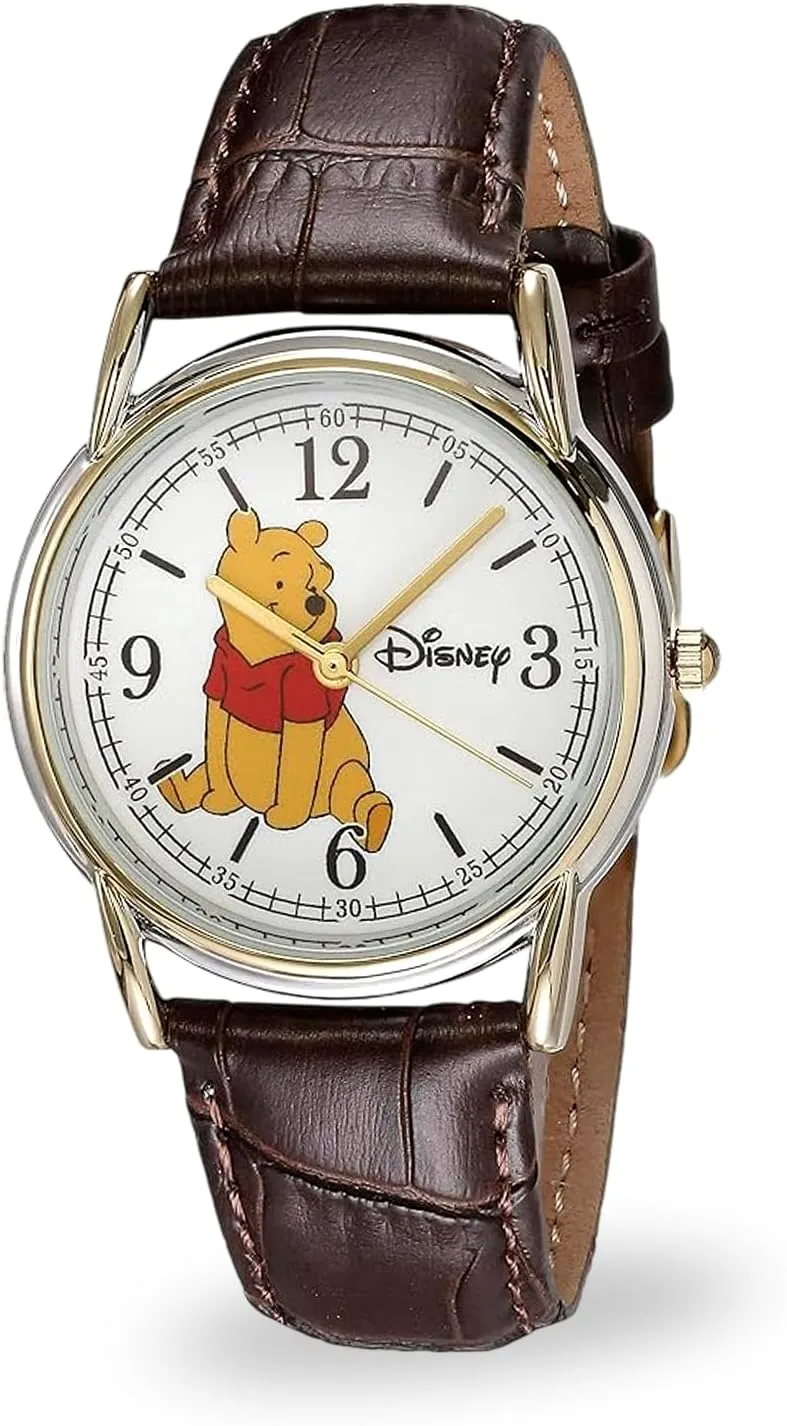 rugged bay consolidate aero bronze Pooh Adult Classic Cardiff Analog Quartz Leather Strap Watch Disney Winnie the 