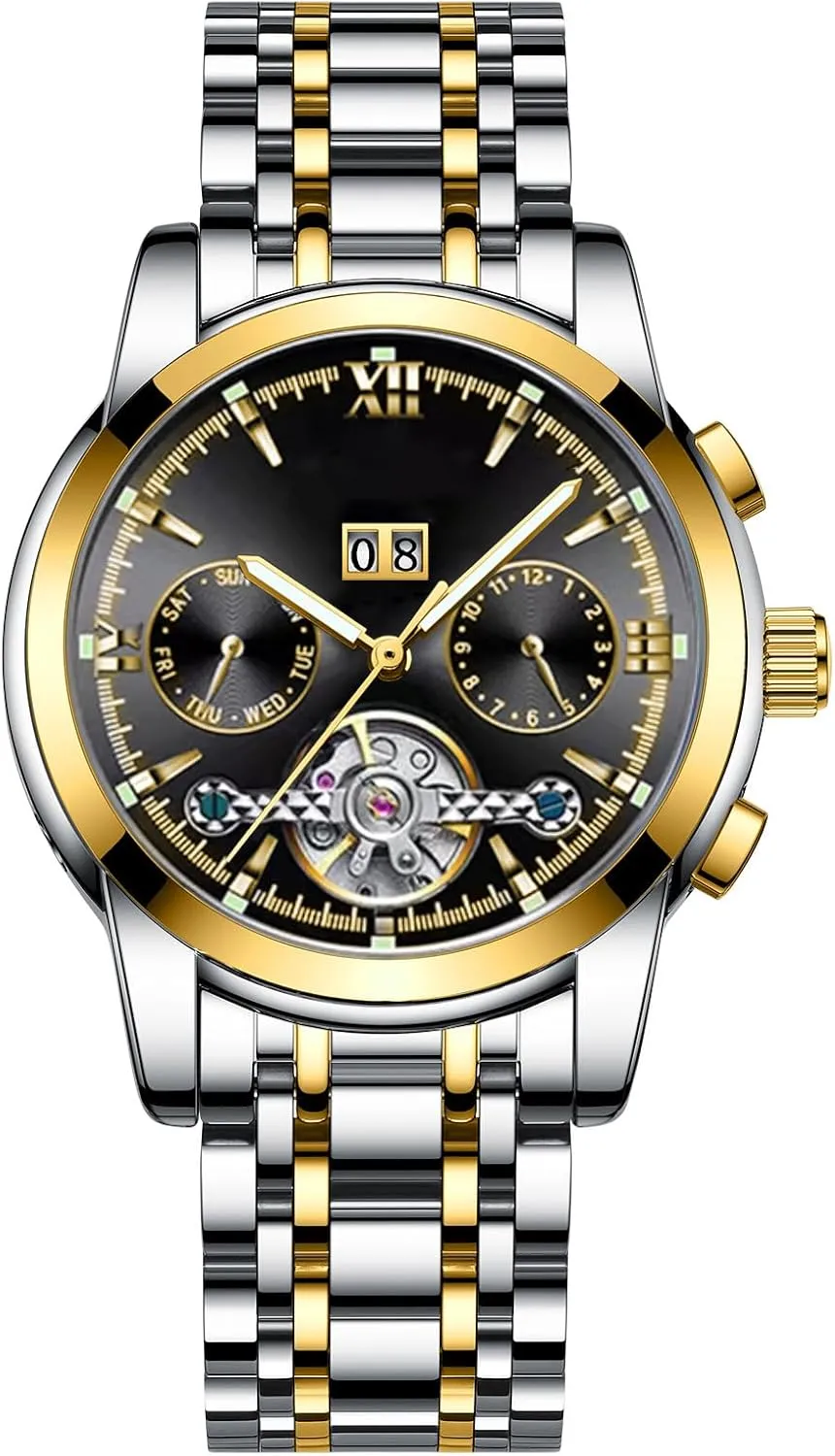 rugged Men's Automatic Watch with Luminous Stainless Steel Waterproof Watch Luxury Wrist Watches for Men BESTKANG 