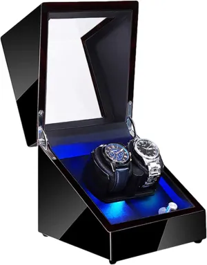 rugged organism Modes Beautiful Home,Black2 3 Automatic Watch Winder with Led Light Soft Flexible Watch Pillow Ac Adapter and Battery Powered Quiet Motor 4 Rotation 