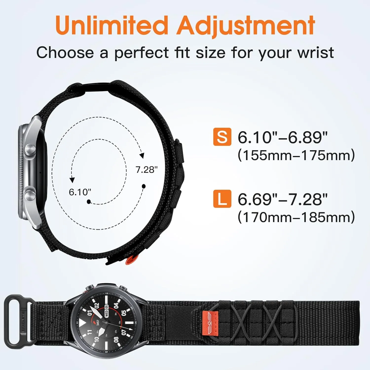 S3 Frontier/Classic, Military Rugged Nylon unnatural Sport Strap 22mm Bands Compatible with Samsung Galaxy Watch 3 45mm/Galaxy Watch 46mm SM-R800/Gear 