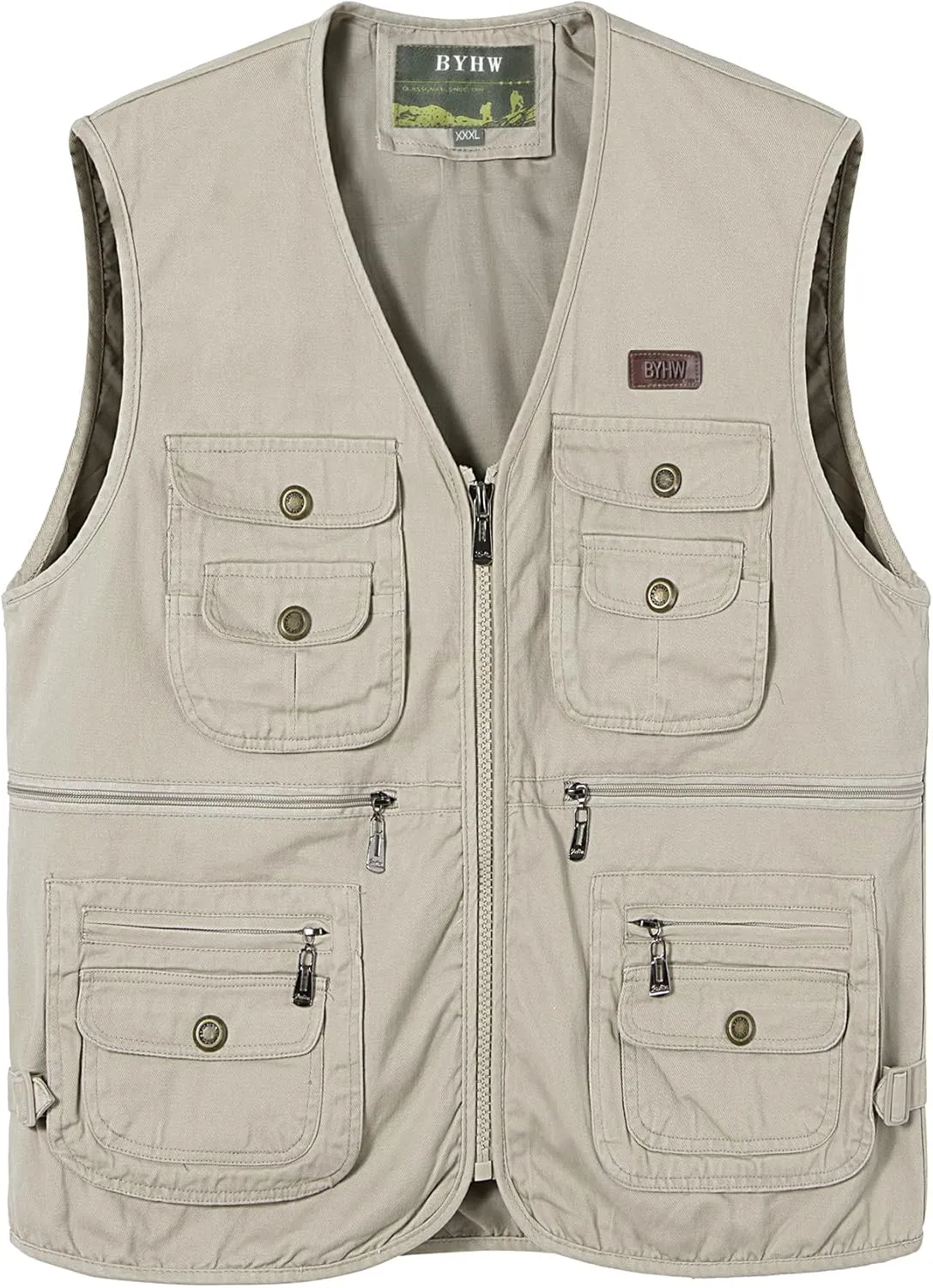Safari Travel Outdoor Casual Vest Gilet Men's Fishing abortive Vest with Multi-Pocket Sleeveless Jacket Hunting Vest 