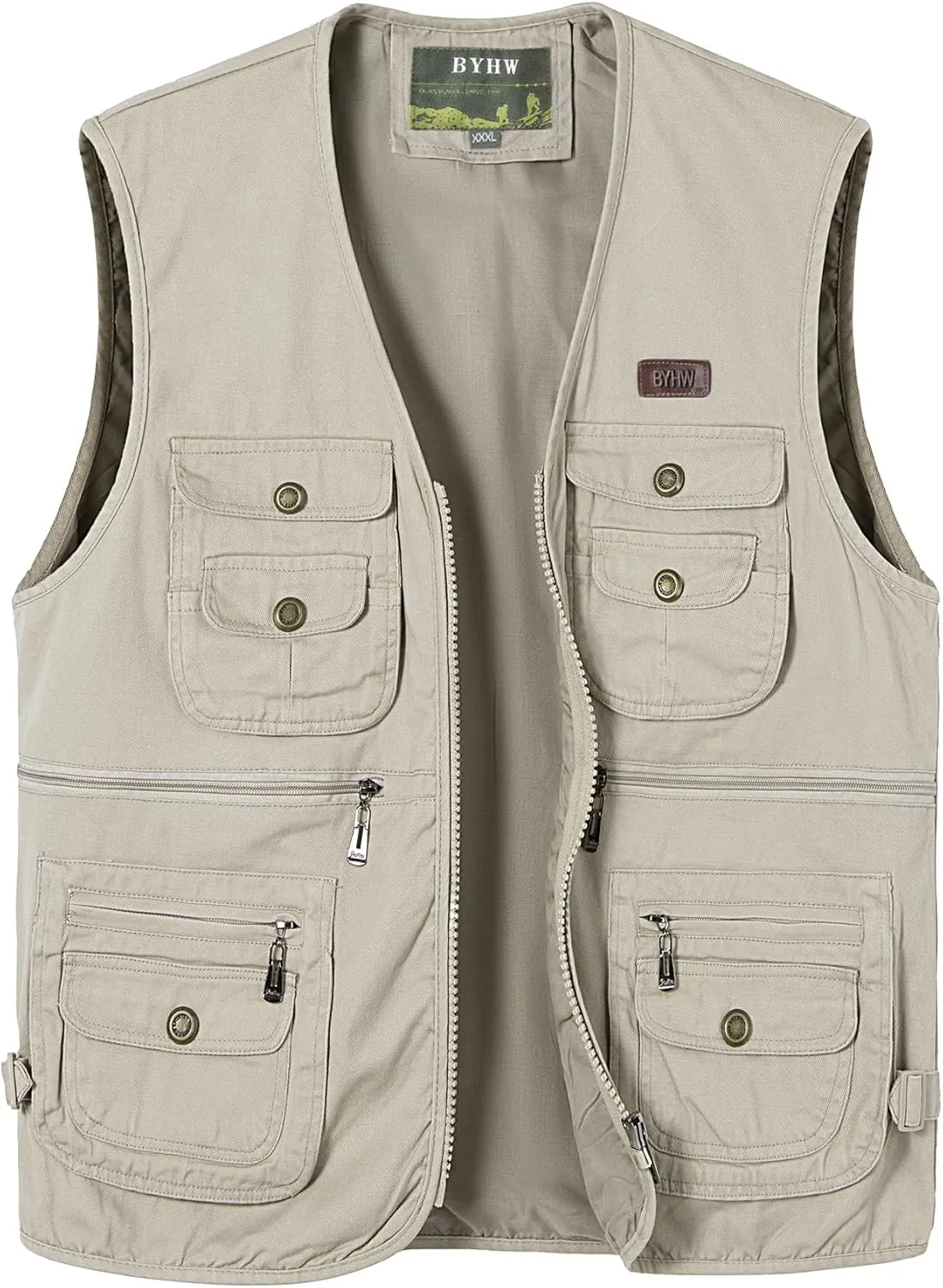 Safari Travel Outdoor Casual Vest Gilet Men's Fishing abortive Vest with Multi-Pocket Sleeveless Jacket Hunting Vest 