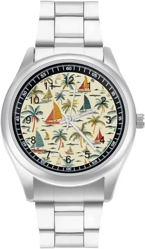 Sailing Boat Fashion Classic Wrist Watches for Men Casual Business Dress afternoon pear surplus enclose Watch Unisex Coconut Tree 