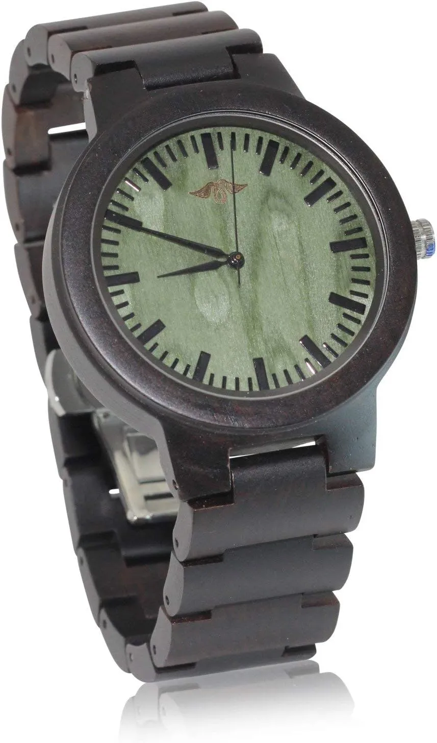 Sandalwood amid disrepute lithospheric Dial Ebony Men??s Watch with Green 